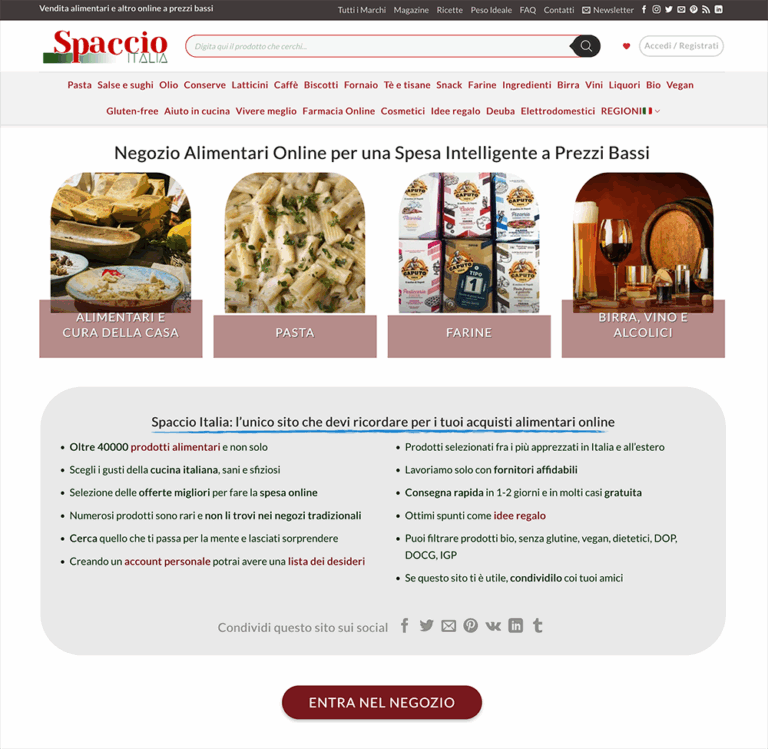 Spaccio Italia vendita prodotti alimentari